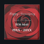Red Rose Flower Wedding Anniversary Magnet<br><div class="desc">Red Rose Flower Wedding Anniversary magnet designed by Nisha Prabhu. Fully Customisable. Personalise with your name. A red rose flower wedding anniversary magnet is a beautiful and sentimental way to commemorate a special milestone in a couple's journey together. The magnet feature a stunning illustration of a red rose, symbolising love,...</div>
