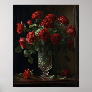 Red Rose Flowers Art Print Poster