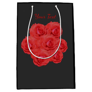 Red Rose Flowers Bouquet Personalised  Medium Gift Bag