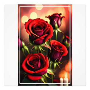 Red Rose Flowers Digital Artwork-58567 Photo Print