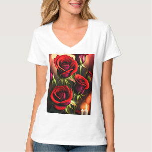 Red Rose Flowers Digital Artwork-58567 T-Shirt