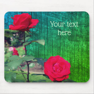 Red Rose Flowers Personalised Mouse Mat