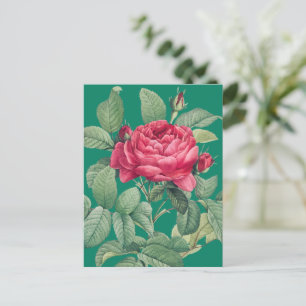 Red Rose Flowers with Green Leaves THANK YOU Postcard