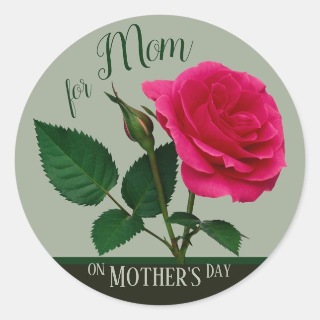 Red rose For Mum on Mother's Day CC1099 Classic Round Sticker (Front)