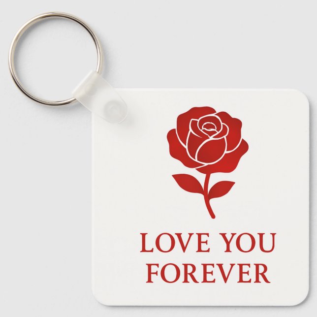 Red Rose Forever Love Symbol Valentine Pocket Key Ring (Front)