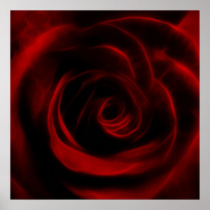 Red Rose Fractal flower Poster