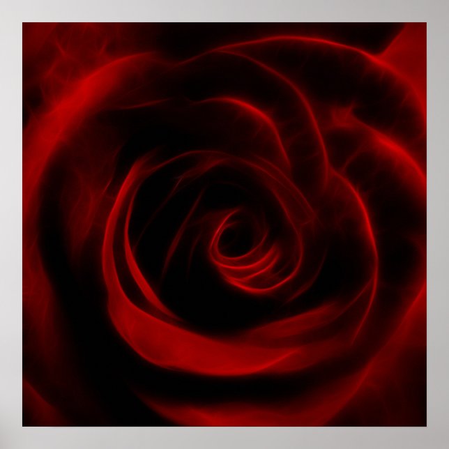 Red Rose Fractal flower Poster (Front)