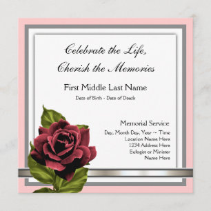 Red Rose Funeral Announcement