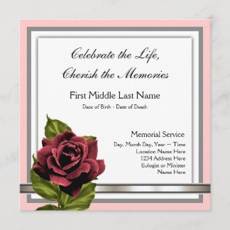 Red Rose Funeral Announcement