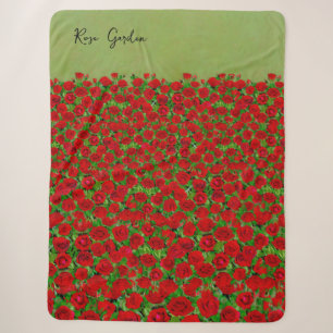 Red Rose Garden Field Vibrant Floral Sherpa Blanket