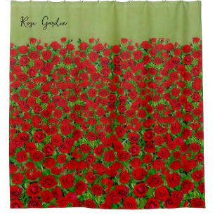 Red Rose Garden Field Vibrant Floral Shower Curtain