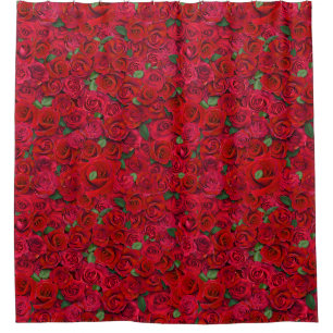 Red Rose Garden Floral Seamless Romantic Pattern Shower Curtain