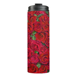 Red Rose Garden Floral Seamless Romantic Pattern Thermal Tumbler