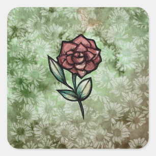Red Rose Gardening Art roses garden flowers Square Sticker