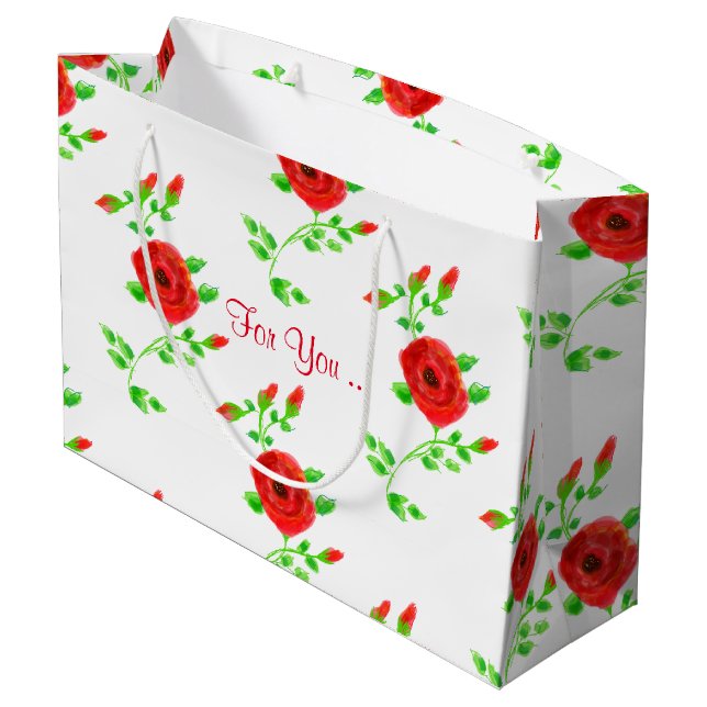 Red Rose Gift Bag (Back Angled)