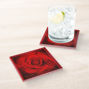 Red Rose [Glass Coaster] Glass Coaster