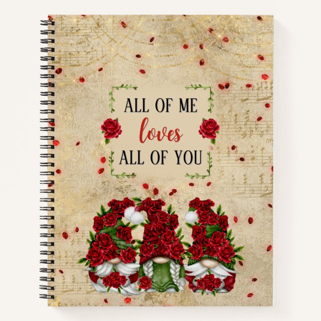 Red Rose Gnomes with Sheet Music Notebook (Front)