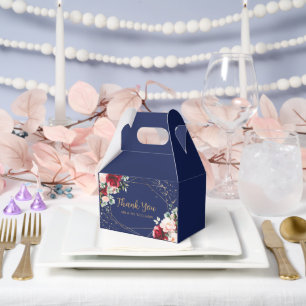 Red Rose & Gold Watercolor Floral V2 Favour Box