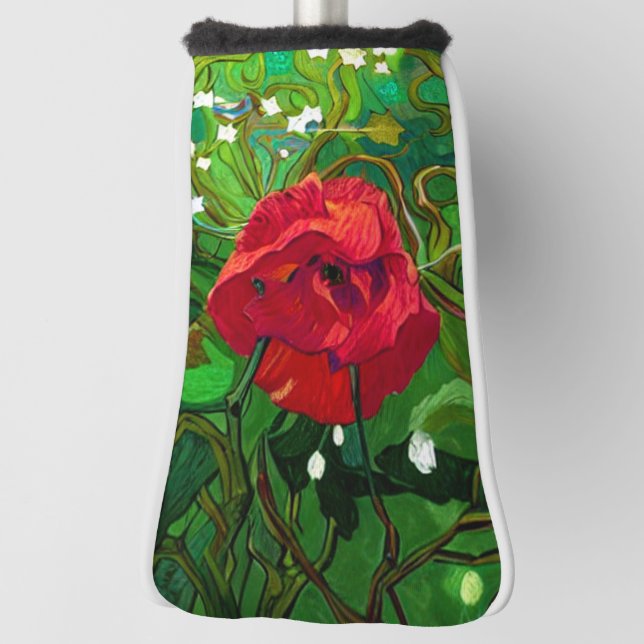 RED ROSE  GOLF HEAD COVER (Rotate 90)