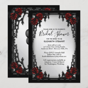 Red Rose Gothic Bridal Shower Iron Gate Invitation