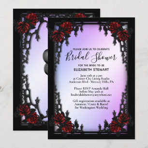 Red Rose Gothic Bridal Shower w Registration Info Invitation