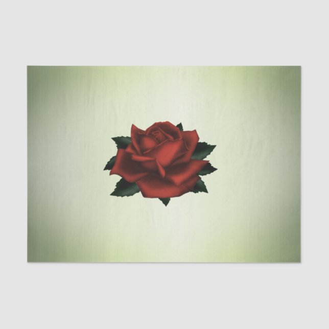 Red Rose Gothic Green  Tissue Paper (Front)