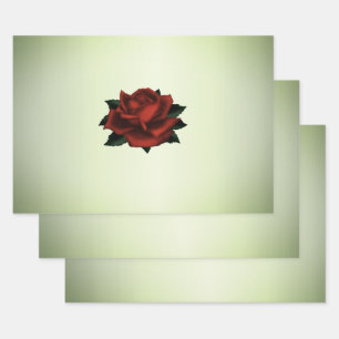Red Rose Gothic Green Wrapping Sheets
