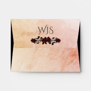 Red Rose Gothic Monogram Peach Envelope