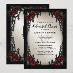 Red Rose Gothic Rehearsal Dinner Iron Gate Invitation