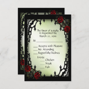 Red Rose Gothic RSVP Green Menu Choice