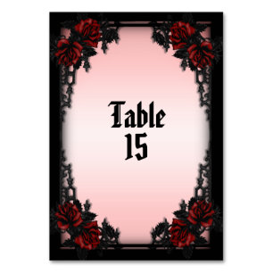 Red Rose Gothic Table Number