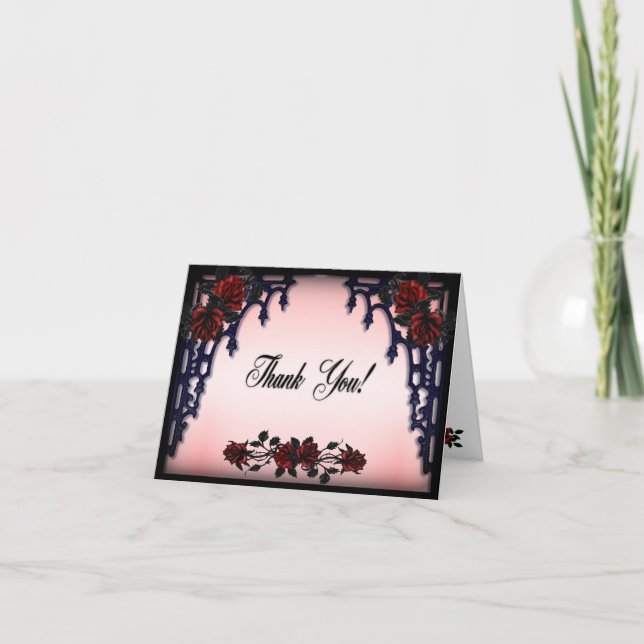 Red Rose Gothic Thank You Blank Inside Card (Front)