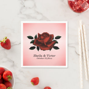 Red Rose Gothic Wedding Napkin
