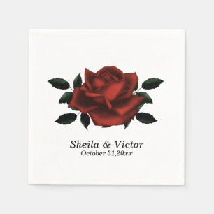 Red Rose Gothic Wedding Napkin