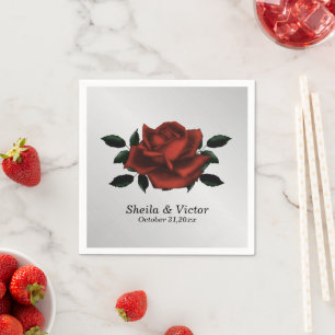 Red Rose Gothic Wedding Napkin