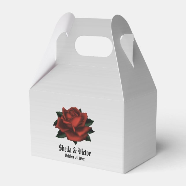 Red Rose Gothic Wedding Personal Favour Box (Front Side)