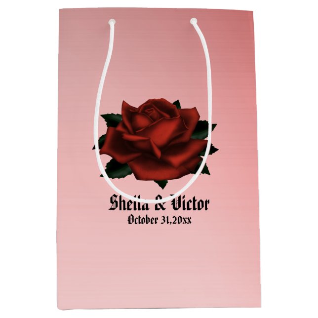 Red Rose Gothic Wedding Personal Medium Gift Bag (Front)