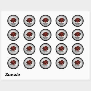 Red Rose Gothic Wedding Personal  Round Stickers