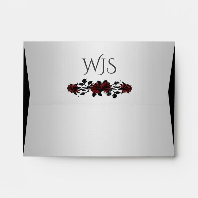 Red Rose Gothic Wedding  Personalised   Envelope (Back (Top Flap))