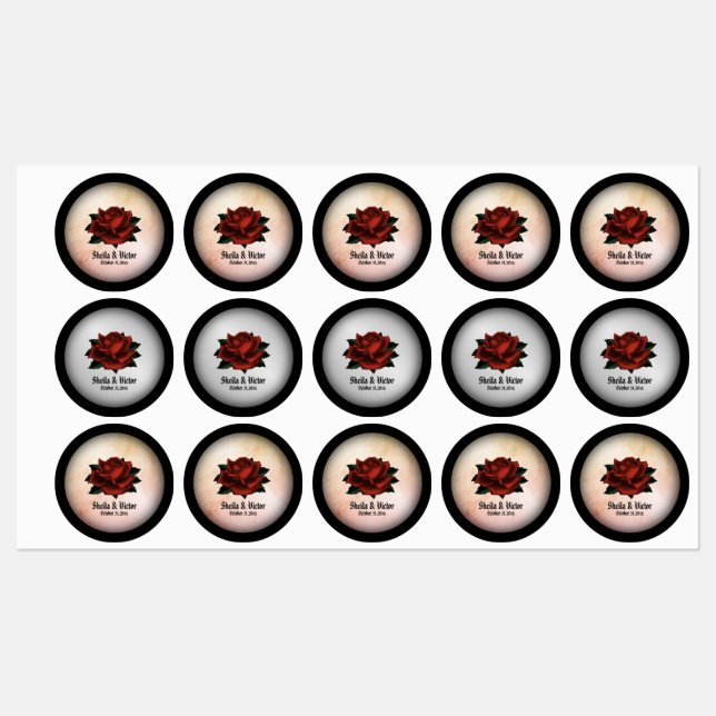 Red Rose Gothic Wedding Personalised Peach   (Sheet)