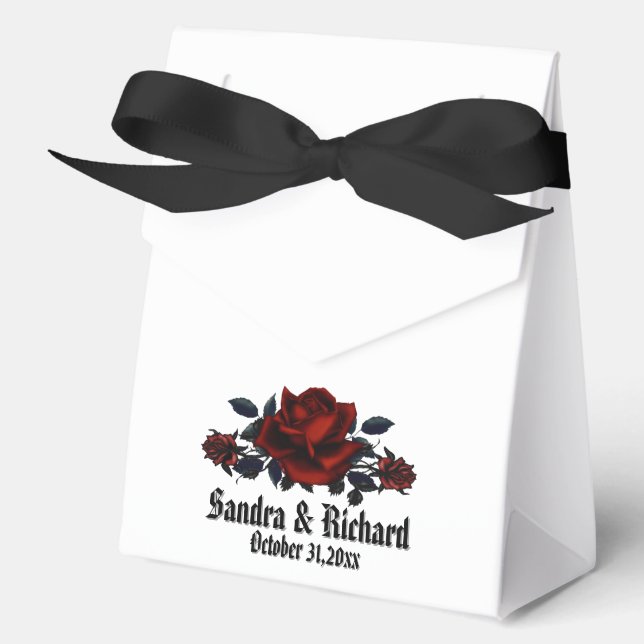 Red Rose Gothic Wedding White Personal   Favour Box (Front)