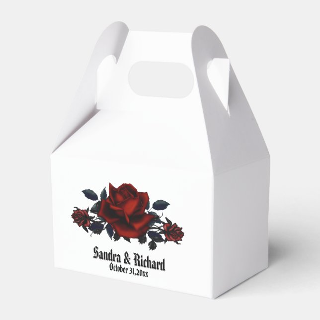 Red Rose Gothic Wedding White Personal   Favour Box (Front Side)