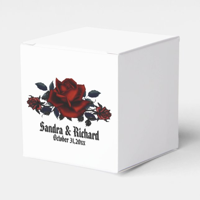 Red Rose Gothic Wedding White Personal   Favour Box (Front Side)