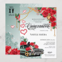 Red Rose Green Lowrider Mexicana Quince Birthday