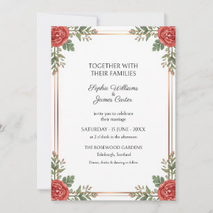 Red Rose Greenery Wedding Invitation