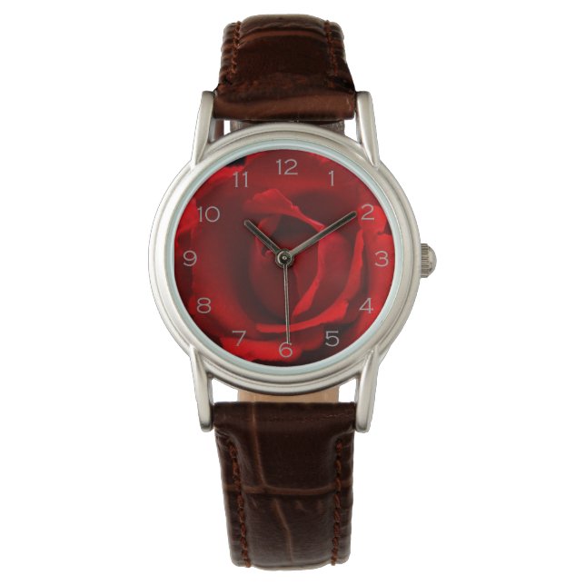 Red Rose Grey Numbers wacna Watch (Front)