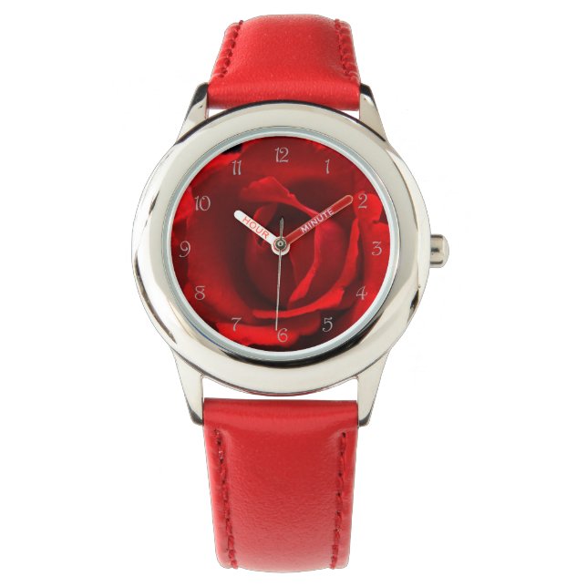 Red Rose Grey Script Numbers wacna Watch (Front)