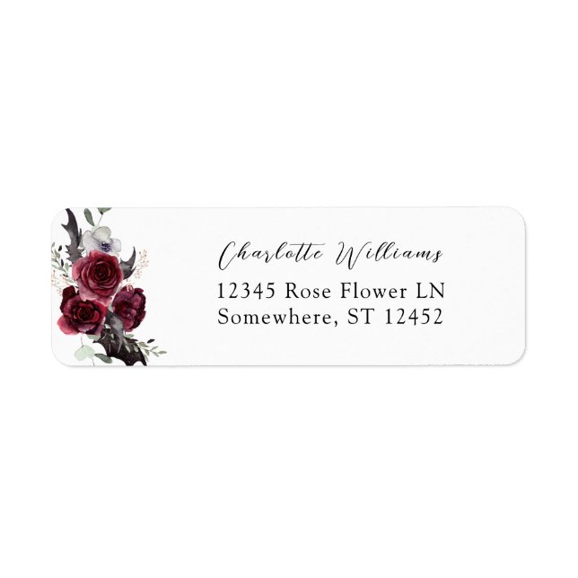 Red Rose Halloween Bats Return Address (Front)