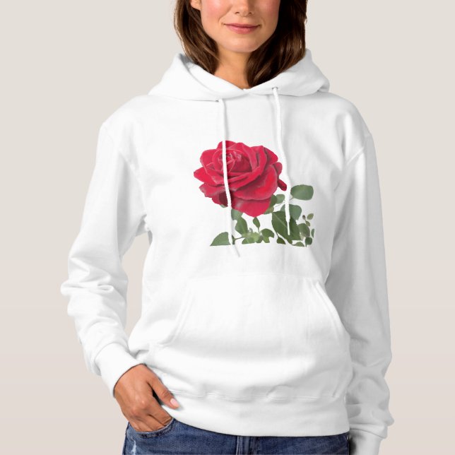 Red Rose - Hand painted Hoodie (Front)