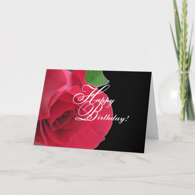 Red Rose Happy Birthday Greeting Card (Front)